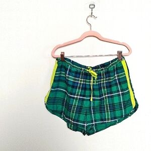 Colsie Green Plaid Flannel Drawstring Waist Pajama Shorts Size Medium New